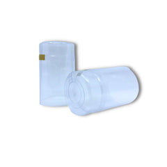 PVC HEAT SHRINK BOTTLE CAPSULES FOR ROPP NECK FINISH - SIZE: 33.5X52MM - COLOUR: CLEAR - WITH GOLD TEAR TAB - WITH PLAIN TOP DISC