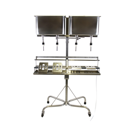 4 HEAD GRAVITY FILLER- FLOOR MODEL - FOR JUG NECKS