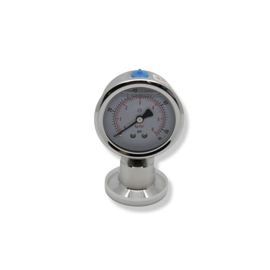 PRESSURE GAUGE - 4" DIAL, 0-86 PSI/0-0.6 MPa, 1.5" TRI CLAMP SANITARY